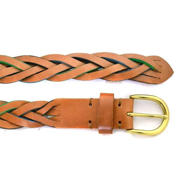 BRETT - Mens Tan Plaited Genuine Leather belt