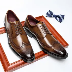 BROGUE Men's Genuine Leather British Oxford Shoes
