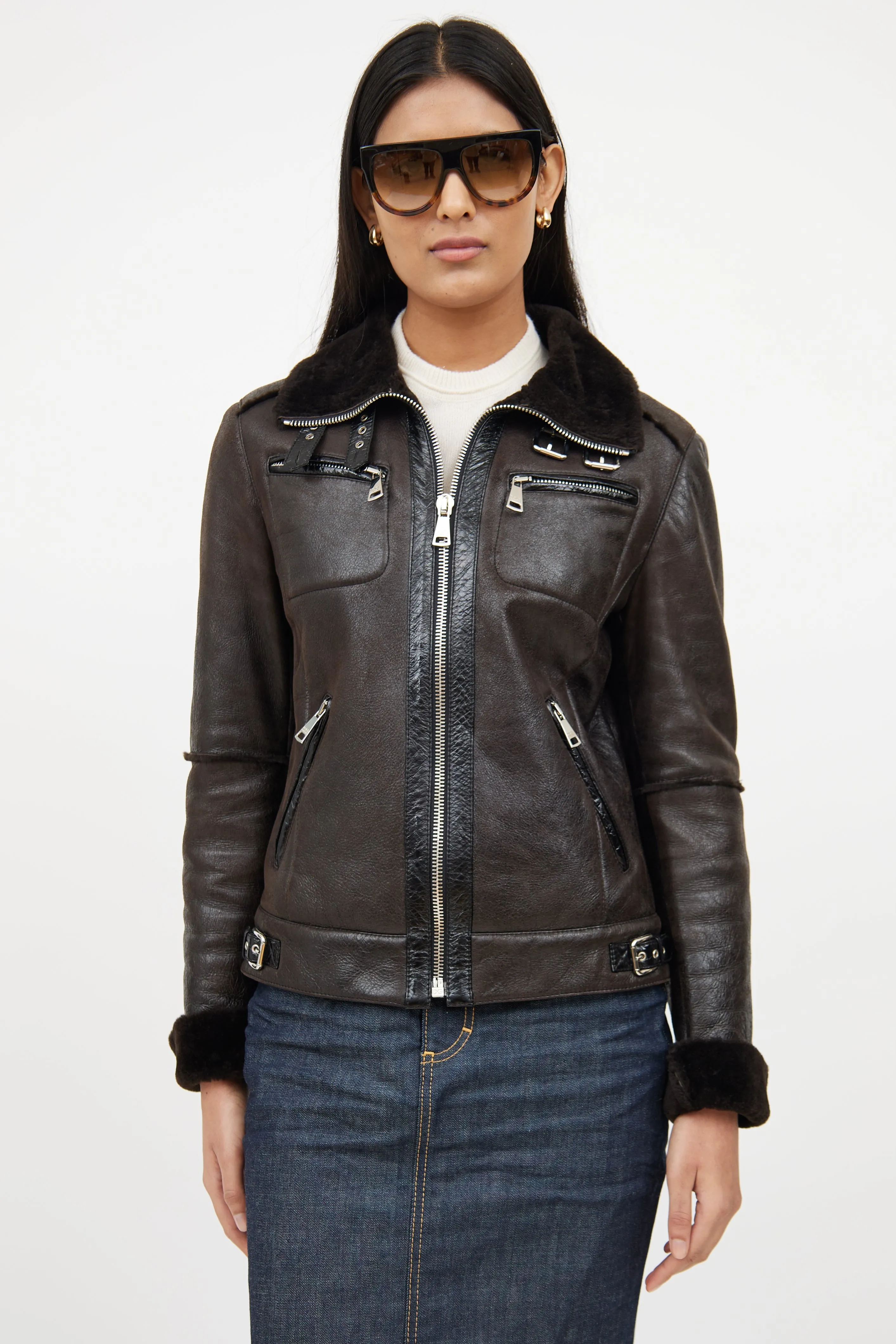 Brown & Black Leather Jacket