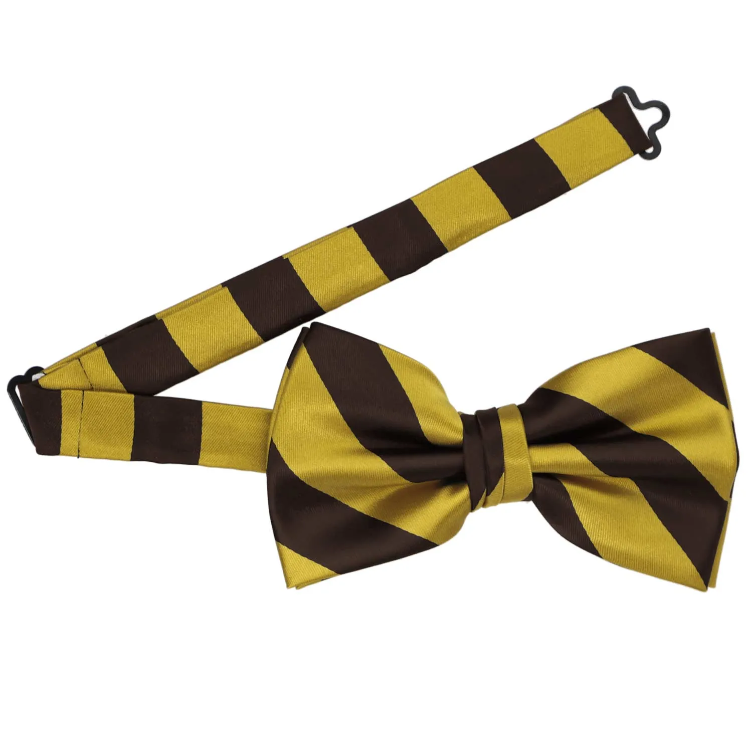 Brown and Gold Striped Bow Tie