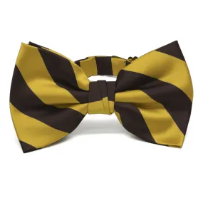 Brown and Gold Striped Bow Tie
