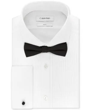 Calvin Klein Men's Slim-Fit Solid French Cuff Dress Shirt & Pre-Tied Solid Bow Tie Set
