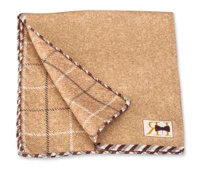 Camel Solid/Windowpane Pocket Square - 5656