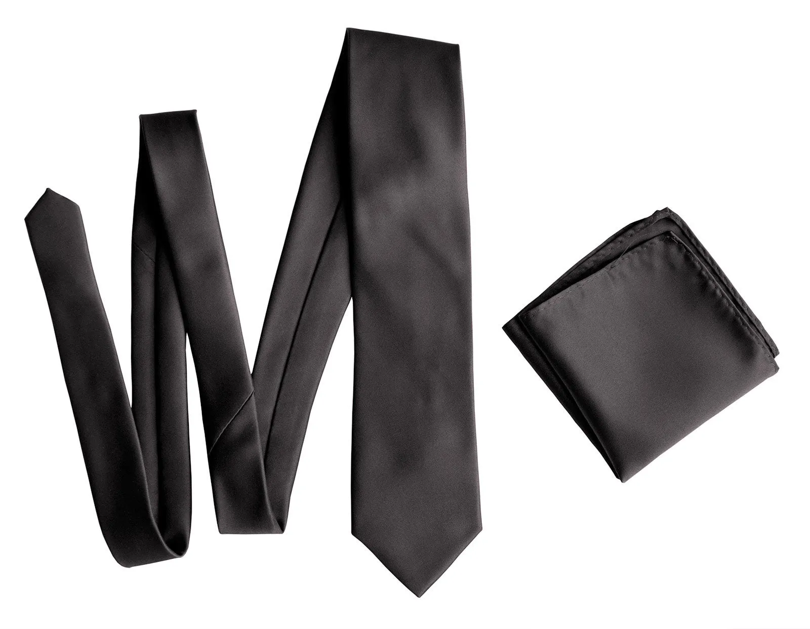 Charcoal Necktie. Solid Color Dark Grey Satin Finish Tie, No Print