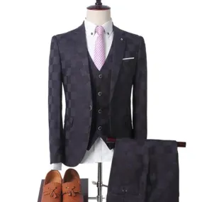Checked Men Suit - Slim Fit Business Style
