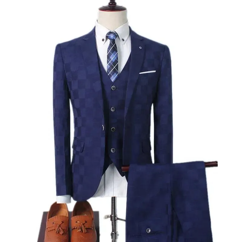 Checked Men Suit - Slim Fit Business Style
