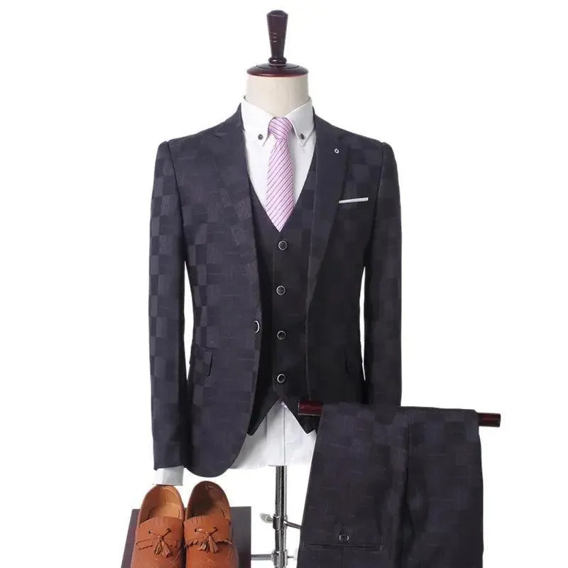 Checked Men Suit - Slim Fit Business Style