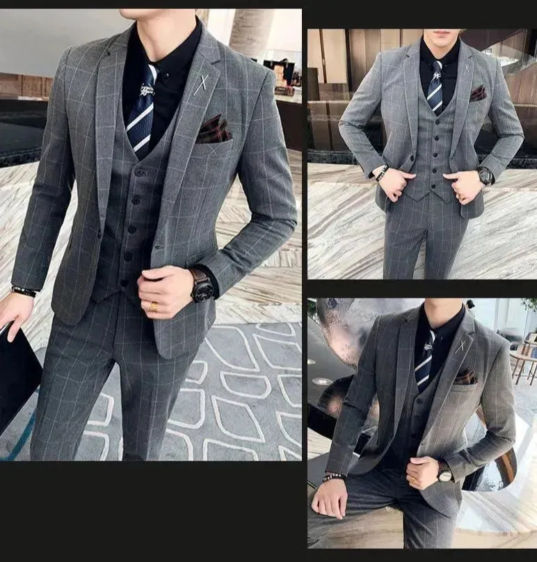 Checked Three Piece Suit