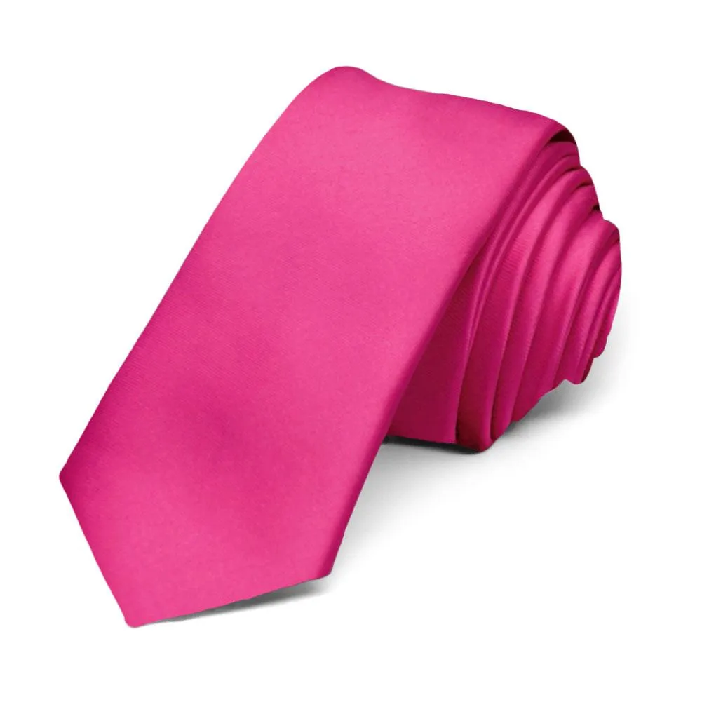 Classic Solid Color Skinny Neckties, 10-Pack