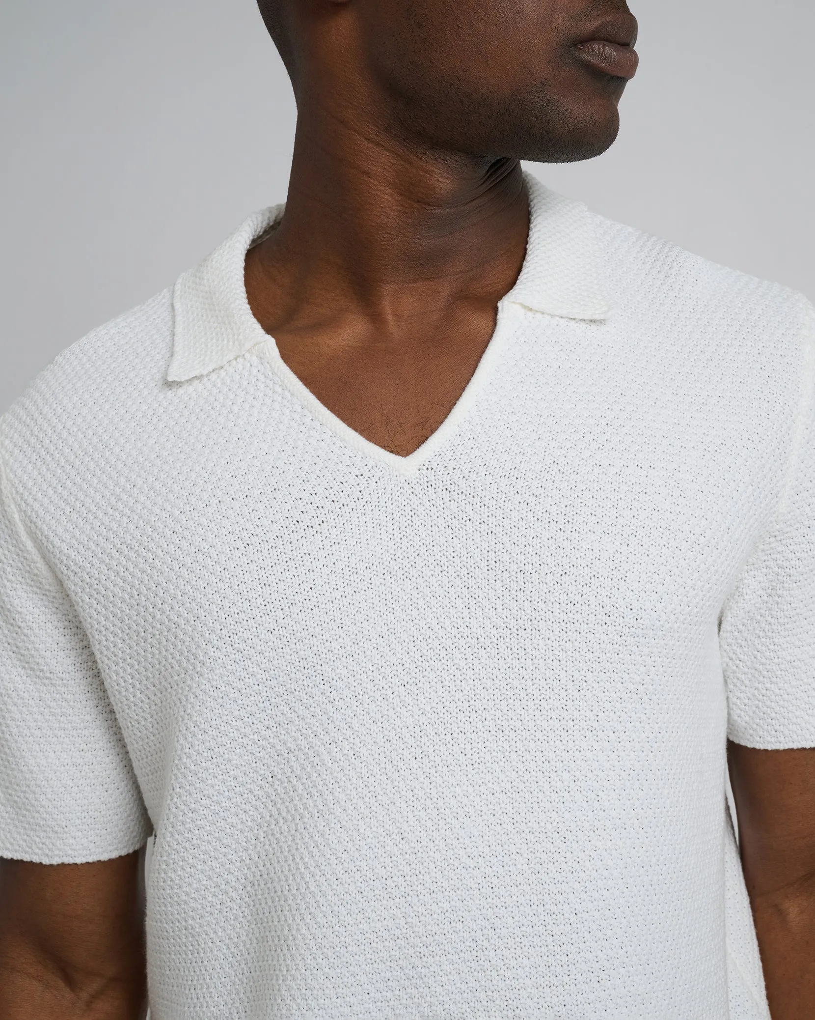 Cotton Crochet Johnny Collar Polo