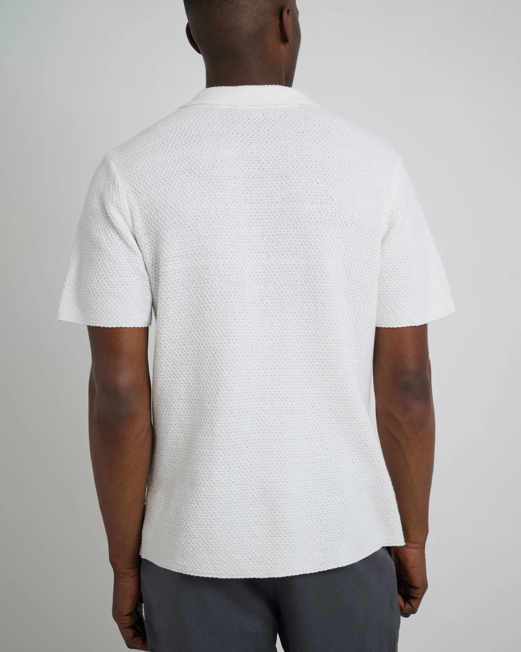 Cotton Crochet Johnny Collar Polo