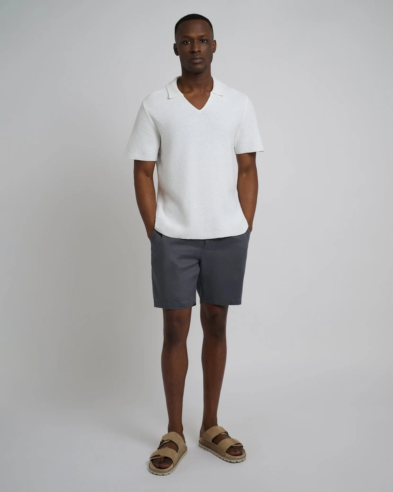 Cotton Crochet Johnny Collar Polo