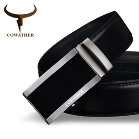 COWATHER 2017 top quality cow genuine fashion leather men belts for men automatic buckle strap cinto masculino free shipping