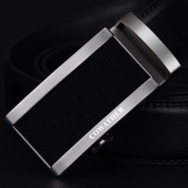 COWATHER 2017 top quality cow genuine fashion leather men belts for men automatic buckle strap cinto masculino free shipping