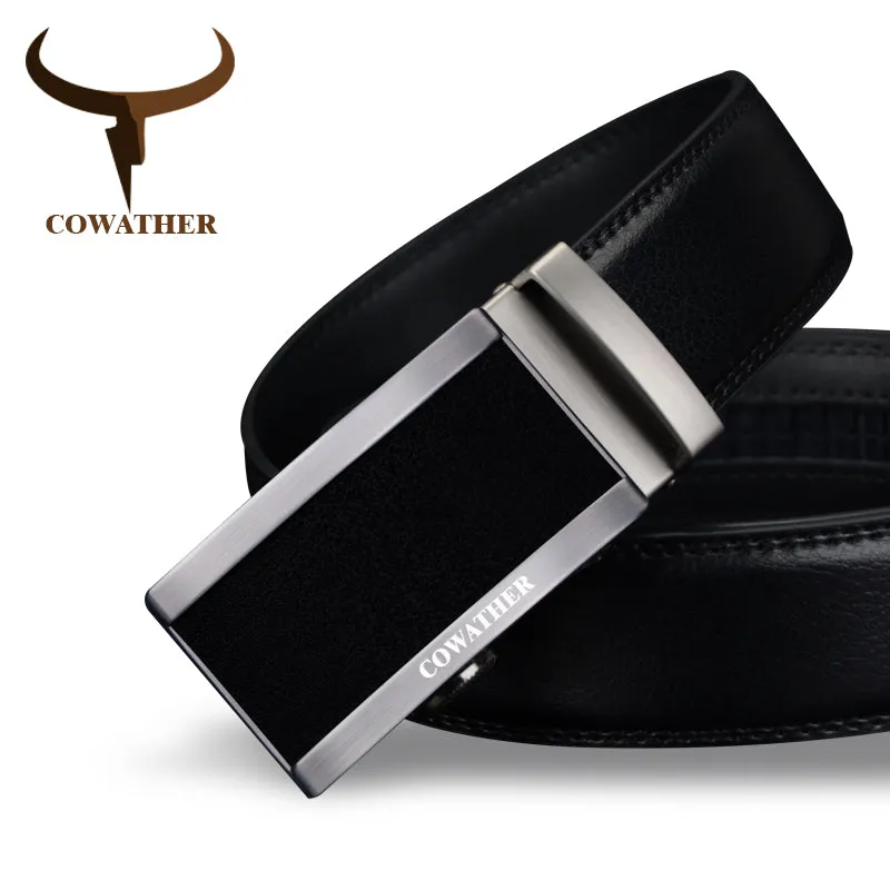 COWATHER 2017 top quality cow genuine fashion leather men belts for men automatic buckle strap cinto masculino free shipping