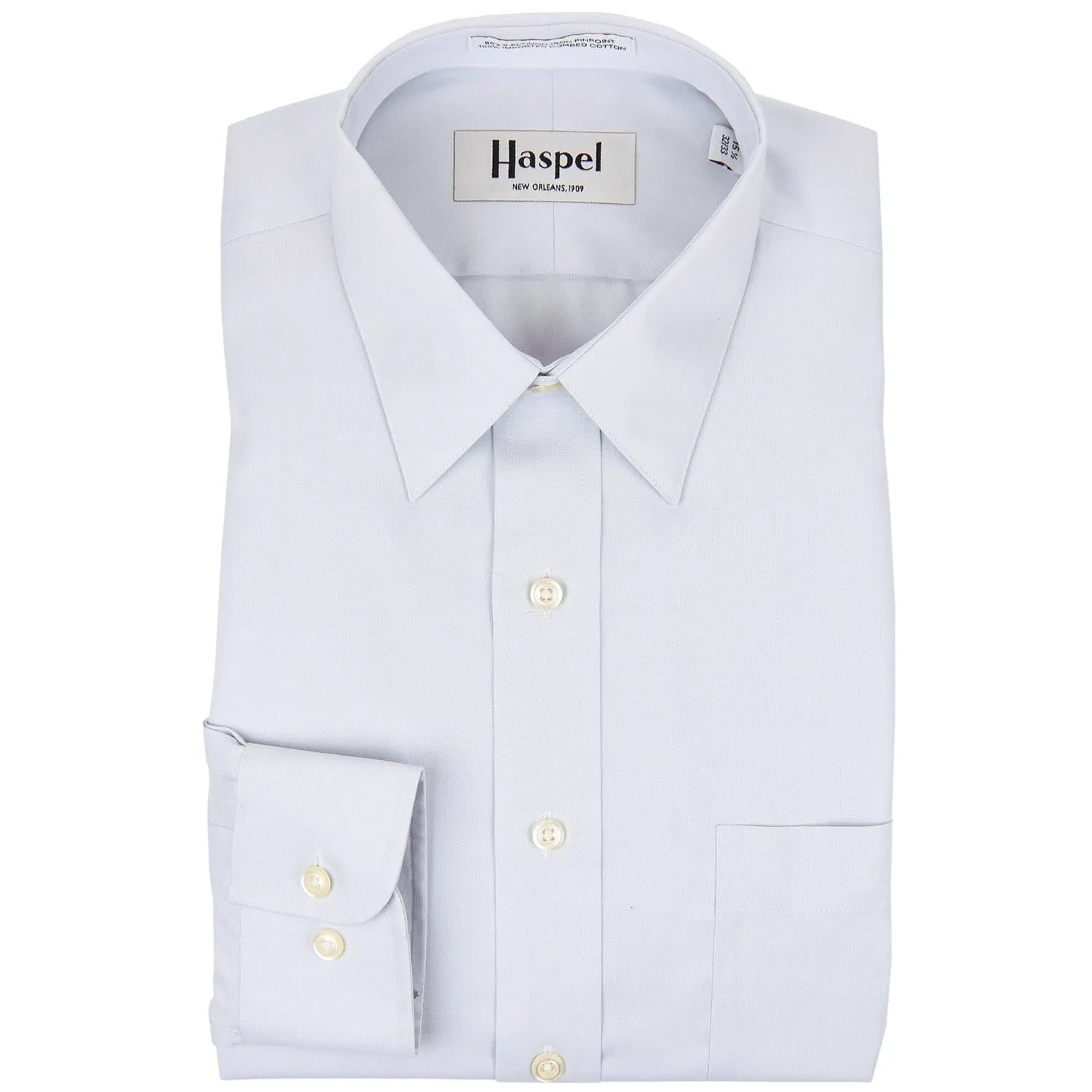 Dauphine Lt. Gray Solid (Regular Fit) Pinpoint Oxford Dress Shirt - Spread Collar