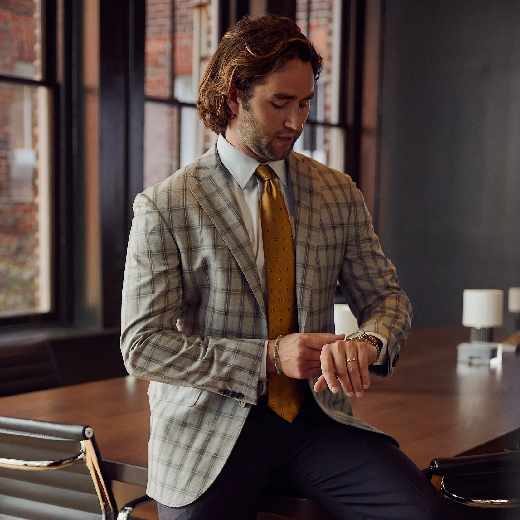 Dauphine Lt. Gray Solid (Regular Fit) Pinpoint Oxford Dress Shirt - Spread Collar