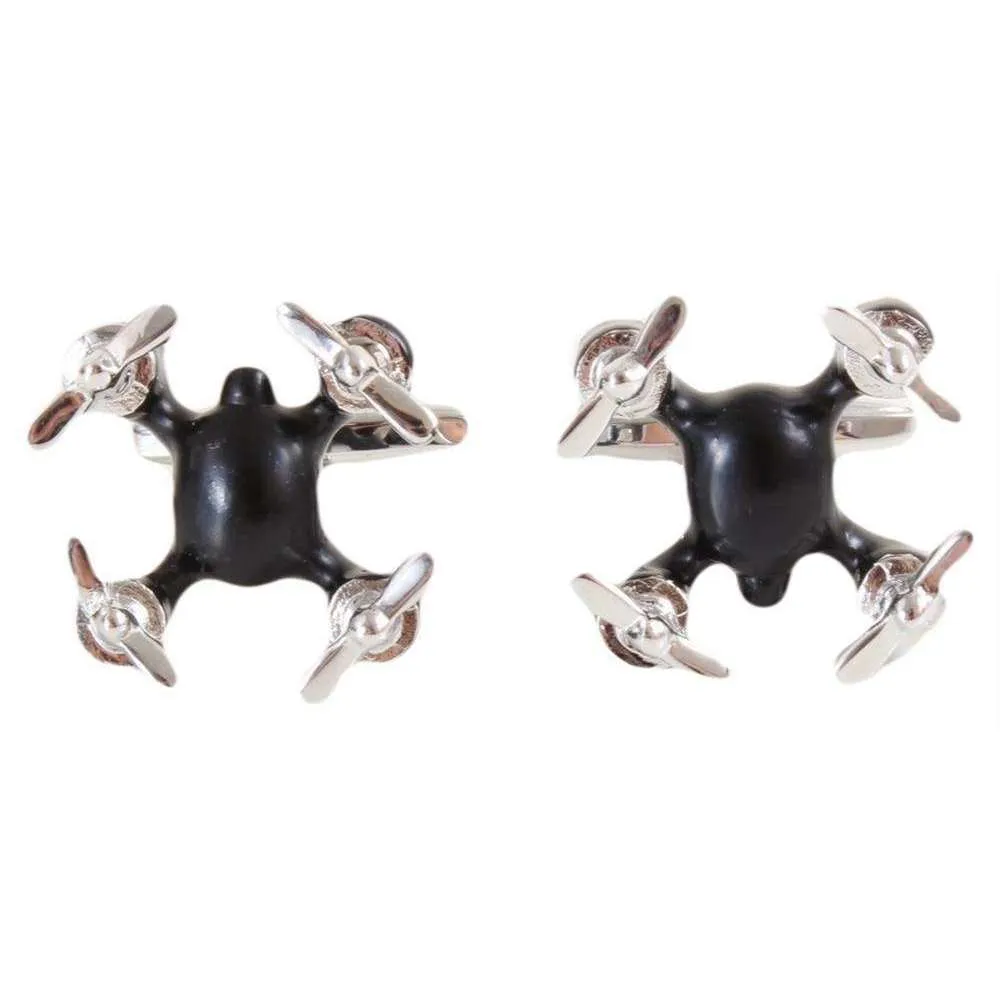 David Van Hagen Drone Cufflinks - Black/Silver