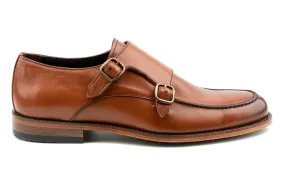 Debbano Aba Men's Double Monk Strap Shoes, Top Grain Leather, Moc Toe Classy, Tan Monk Strap Shoes, Handmade Dress Shoes for Men: Aba by Debbano
