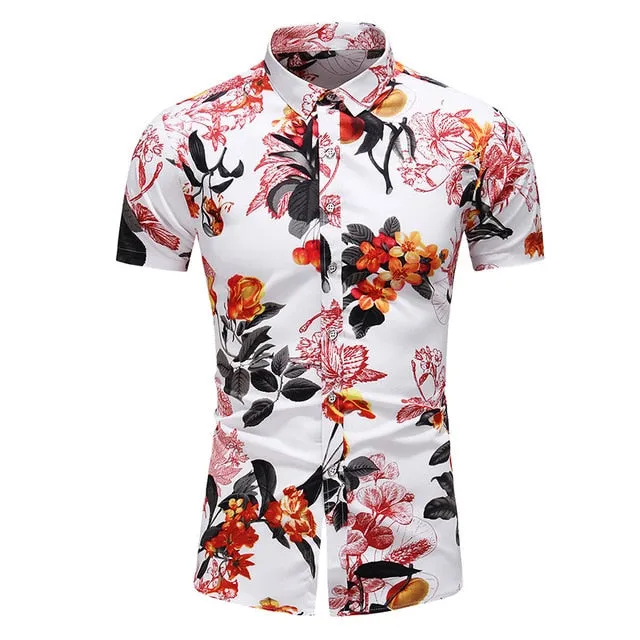 DESIGN SHORT SLEEVE CASUAL SHIRT MEN'S PRINT BEACH BLOUSE NEW SUMMER MEN'S SHIRTS