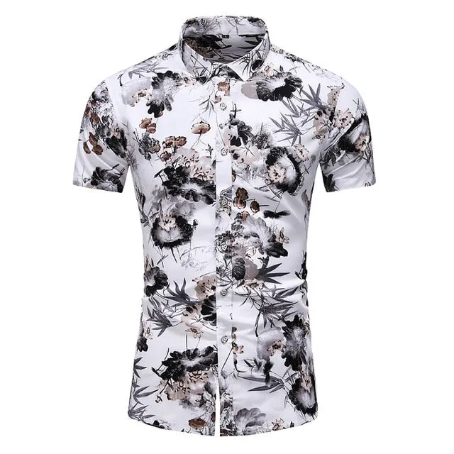 DESIGN SHORT SLEEVE CASUAL SHIRT MEN'S PRINT BEACH BLOUSE NEW SUMMER MEN'S SHIRTS