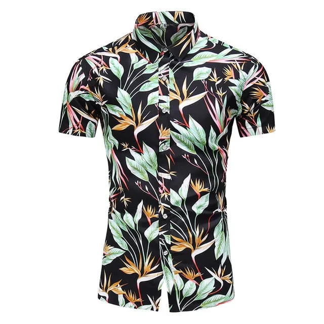 DESIGN SHORT SLEEVE CASUAL SHIRT MEN'S PRINT BEACH BLOUSE NEW SUMMER MEN'S SHIRTS