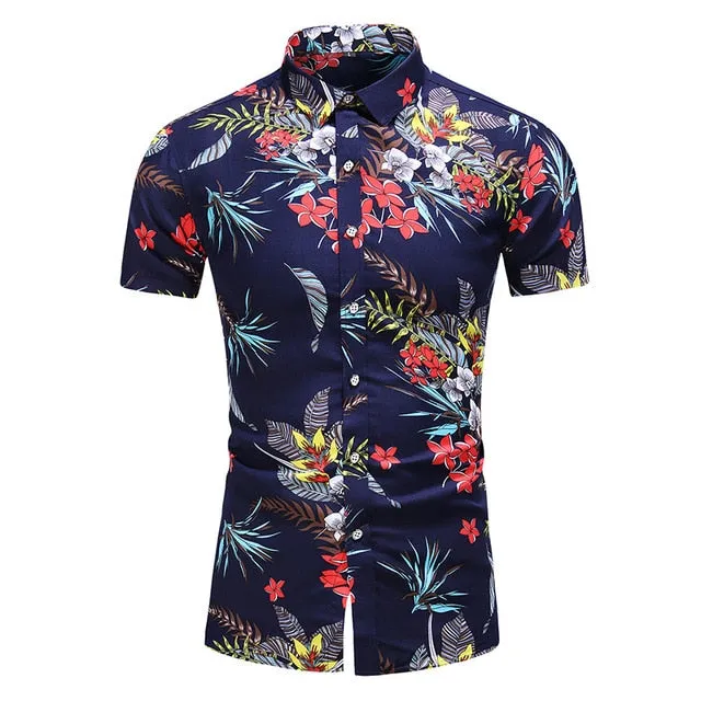 DESIGN SHORT SLEEVE CASUAL SHIRT MEN'S PRINT BEACH BLOUSE NEW SUMMER MEN'S SHIRTS