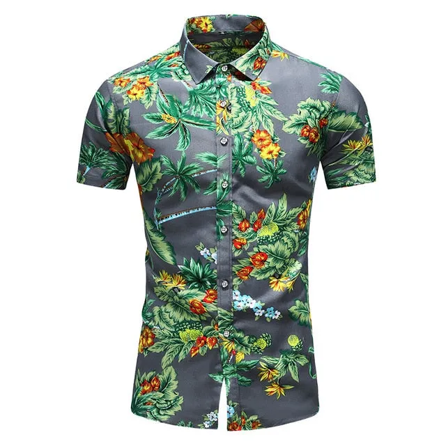 DESIGN SHORT SLEEVE CASUAL SHIRT MEN'S PRINT BEACH BLOUSE NEW SUMMER MEN'S SHIRTS