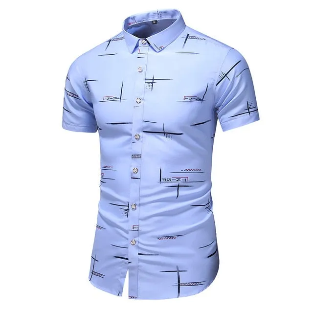 DESIGN SHORT SLEEVE CASUAL SHIRT MEN'S PRINT BEACH BLOUSE NEW SUMMER MEN'S SHIRTS