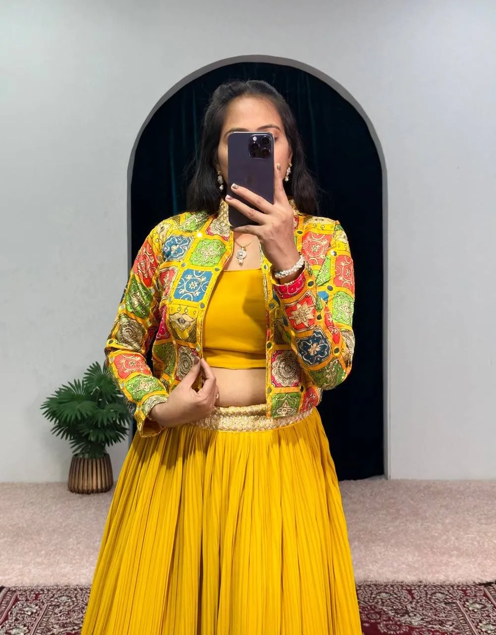 Designer Yellow Color 3 Piech indo Western outfit Lehenga With Koti And blouse Speciel haldi