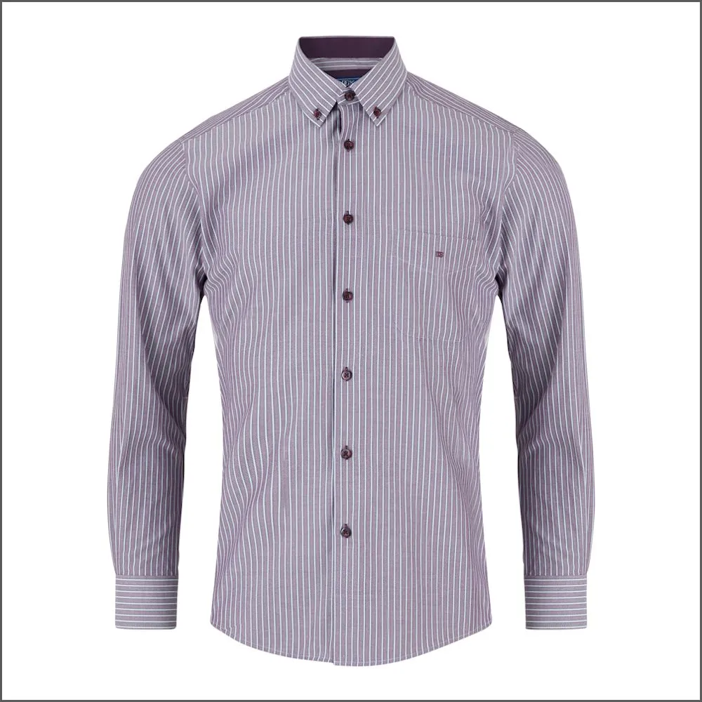 Drifter Ivano Purple & White Stripe Shirt--