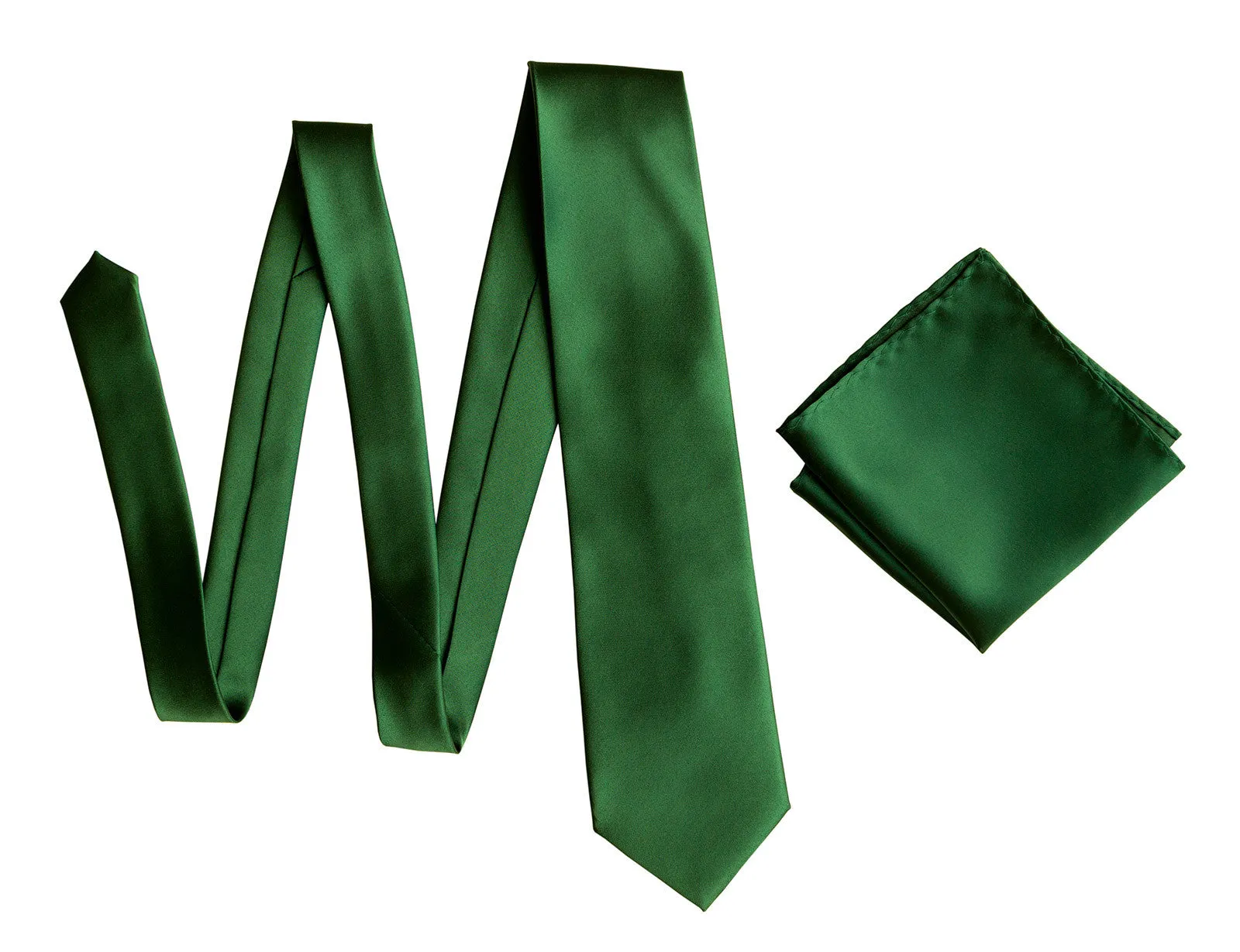 Emerald Green Necktie. Dark Green Solid Color Satin Finish Tie, No Print