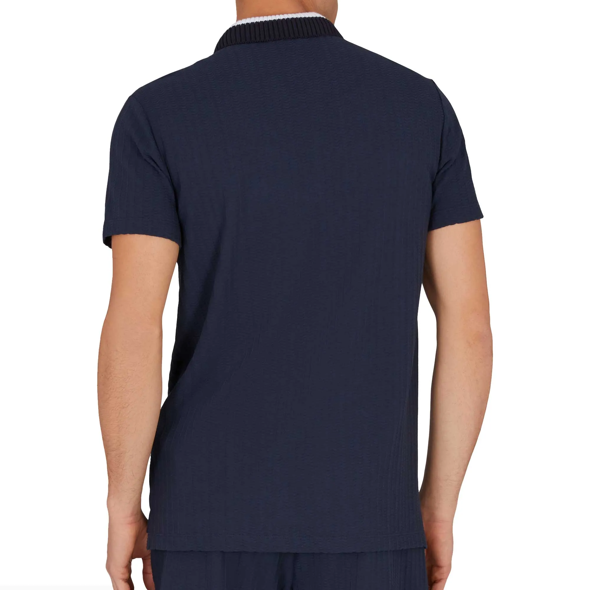 Emporio Armani Lounge Waffle Polo Shirt Armani Blue
