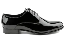 Enu Patent Leather Plain Toe Derby Shoes for Wedding, Tuxedo & Black-Tie Events, Best Formal Leather Derby Shoes