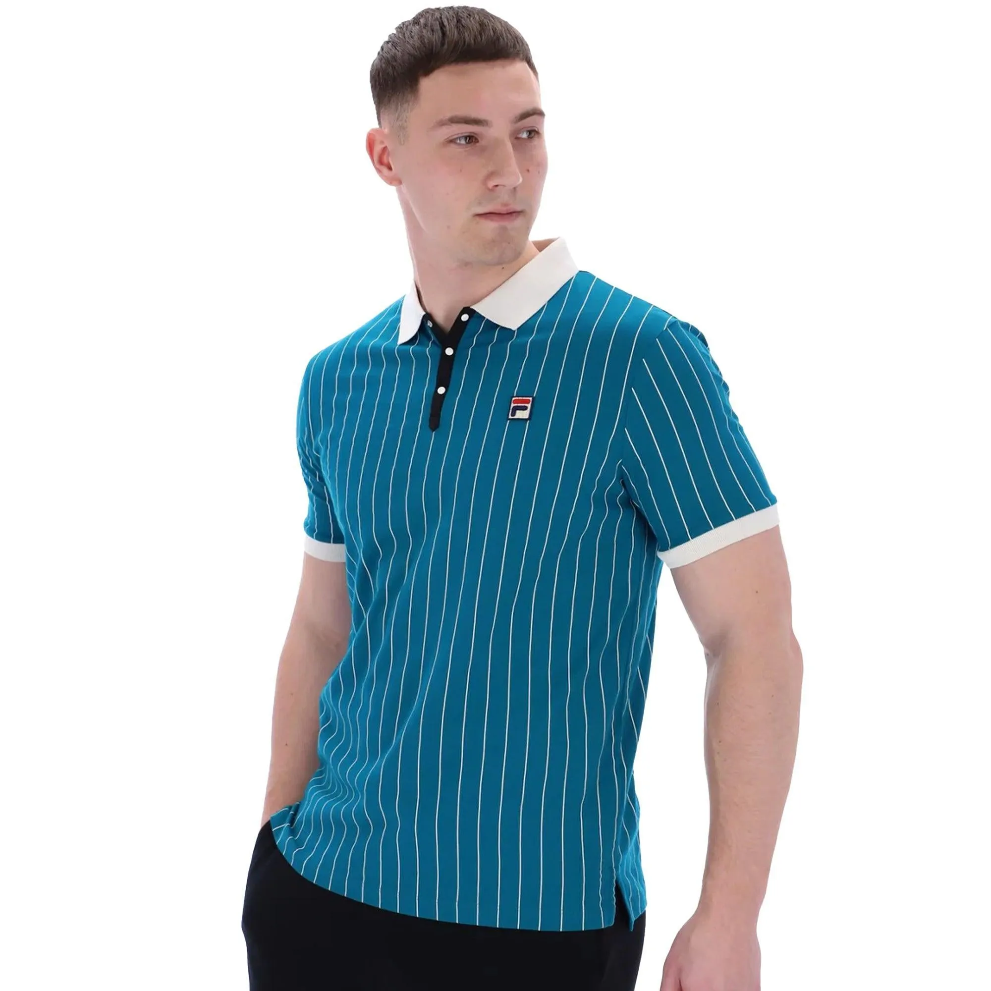 Fila BB1 Classic Striped Polo Shirt Deep Lagoon/Gardenia/Black