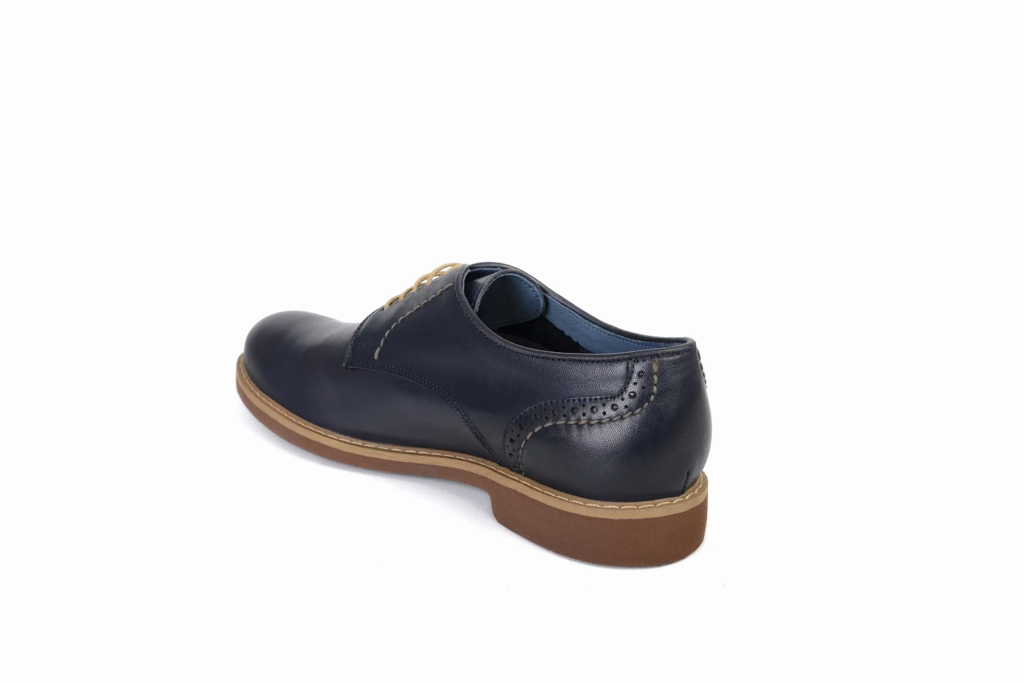 FOOT FEDERATION CITY DERBY PLAIN-TOE MENS SHOE NAVY BLUE