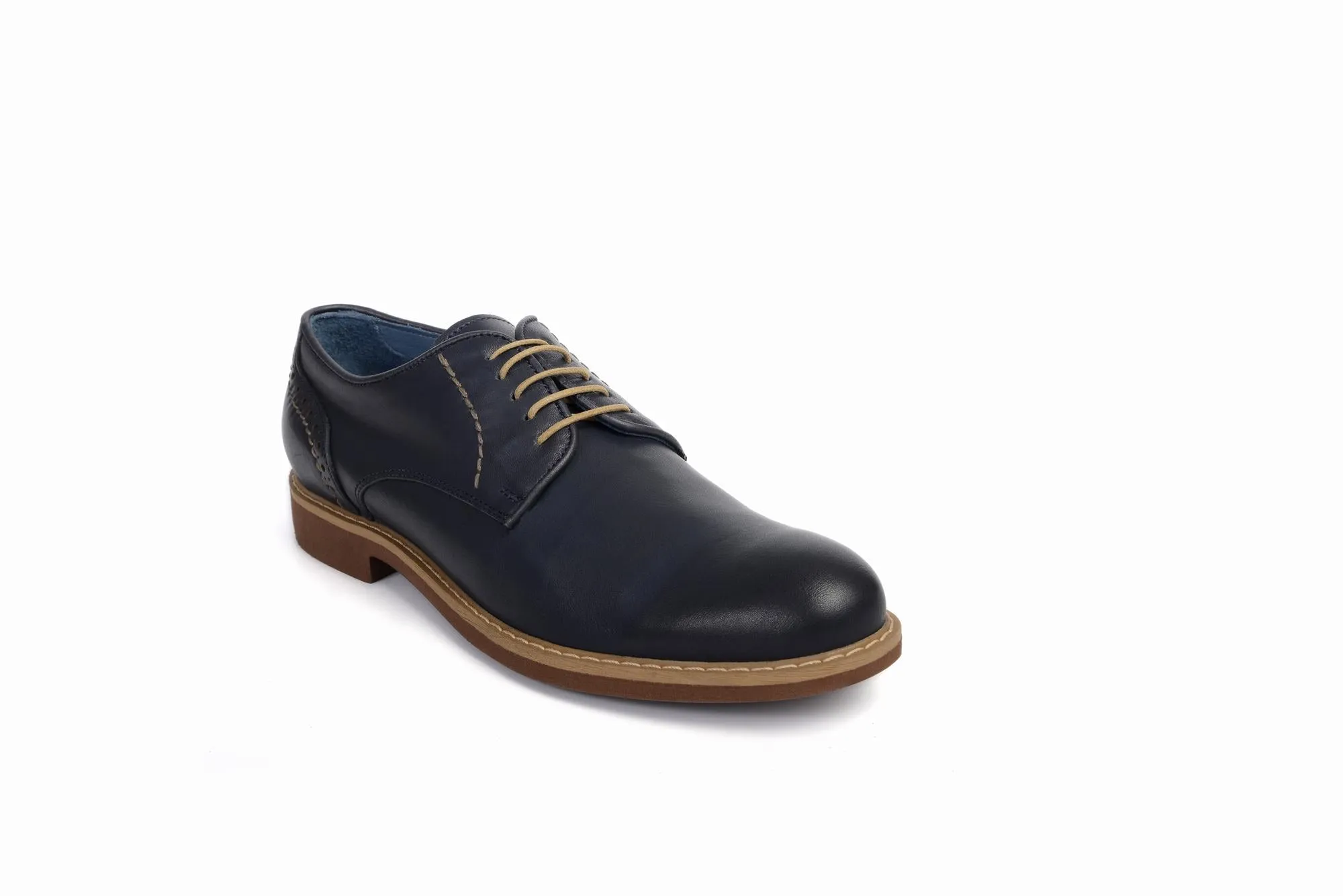 FOOT FEDERATION CITY DERBY PLAIN-TOE MENS SHOE NAVY BLUE