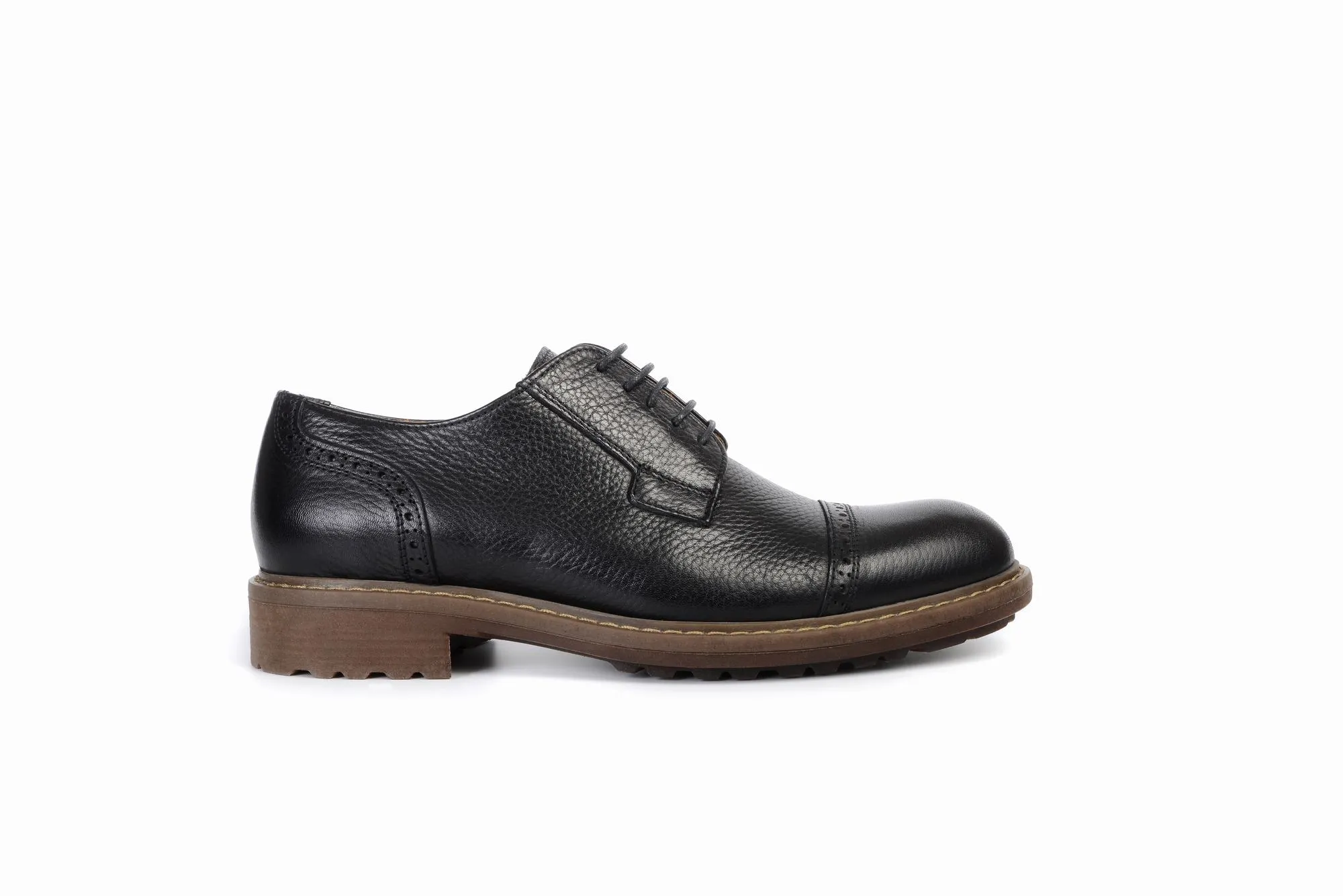 FOOT FEDERATION DERBY CAP-TOE MENS SHOE BLACK
