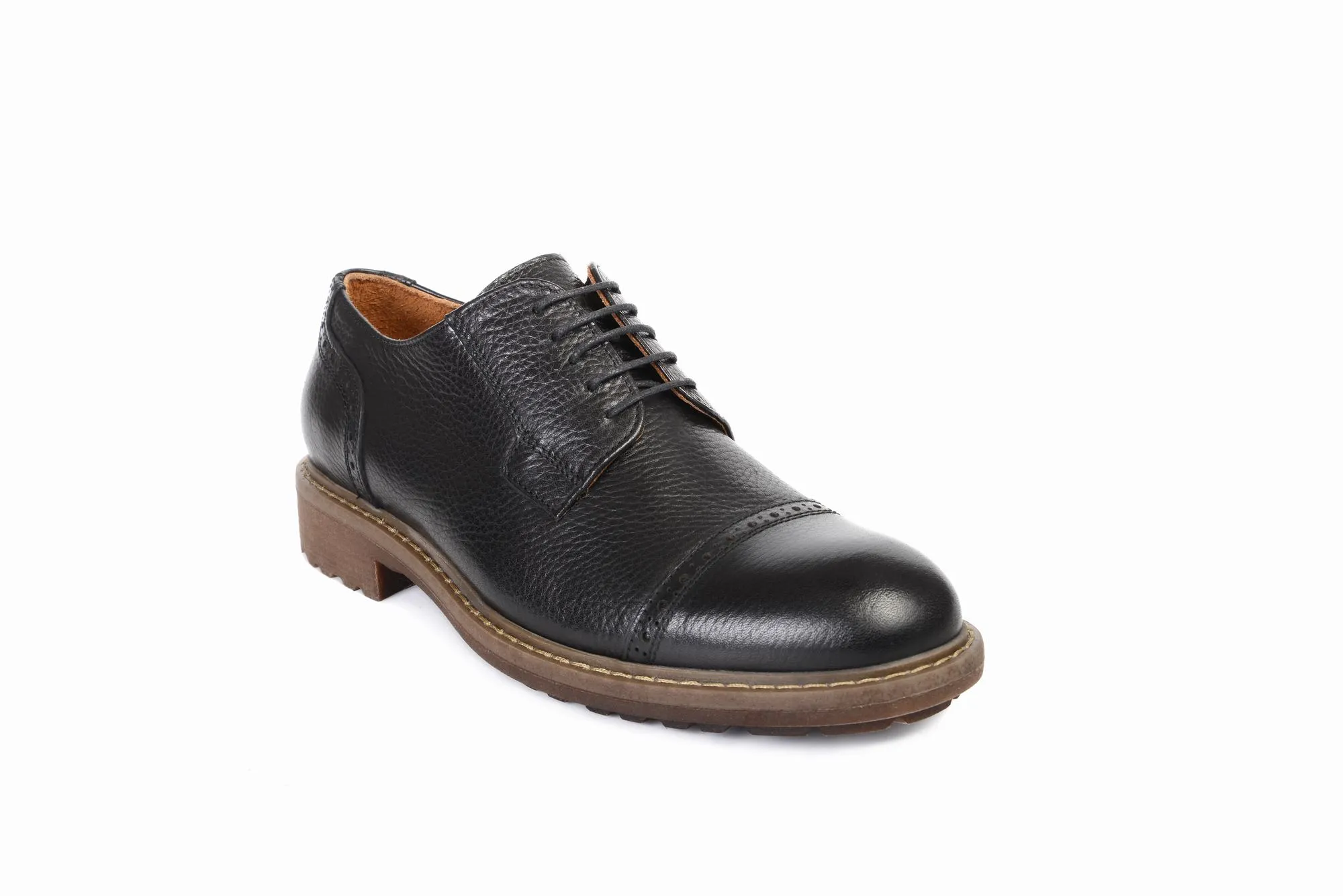 FOOT FEDERATION DERBY CAP-TOE MENS SHOE BLACK