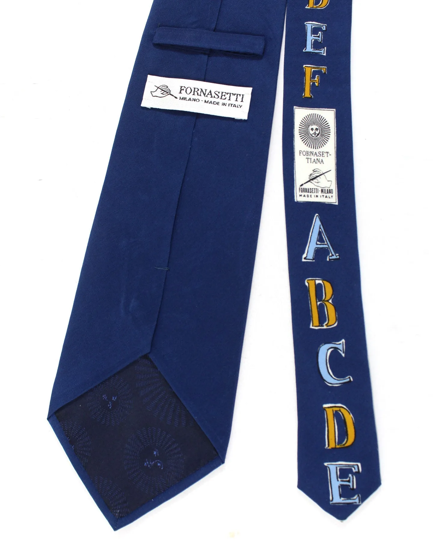 Fornasetti Silk Tie Navy Fornaset Tana Design - Wide Necktie