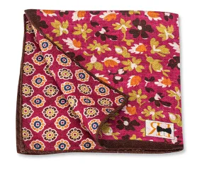 Fuchsia Floral/Medallions Pocket Square - 5633
