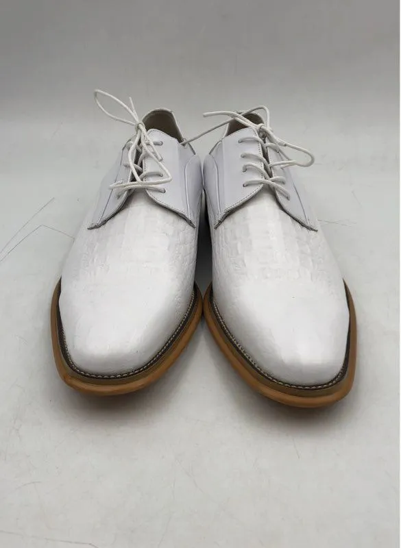 Giovanni Men's White Almond Toe Lace-Up Oxford Dress Shoes - Size 12