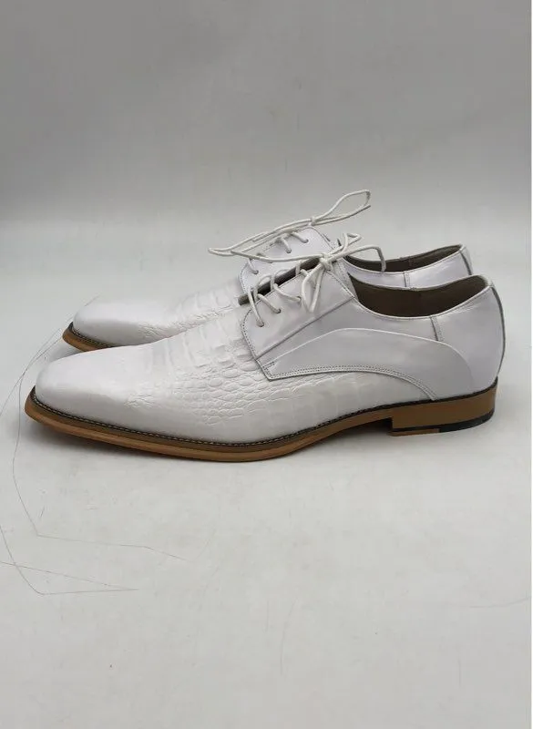 Giovanni Men's White Almond Toe Lace-Up Oxford Dress Shoes - Size 12