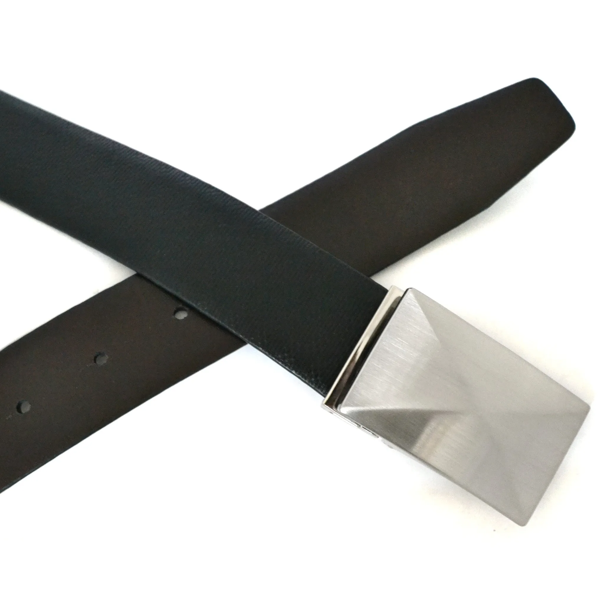 HADLEY - Mens Black Leather Reversible Belt