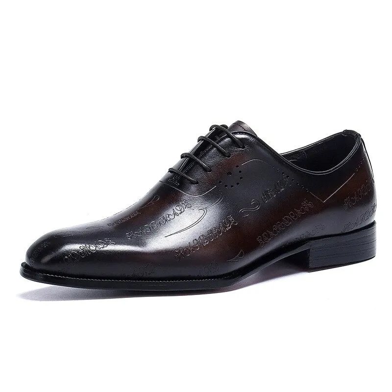 Handmade Mens Wedding Oxford Shoes Brown Genuine Leather Brogue Men's Dress Shoes Lace Up Business Formal Shoes For Men