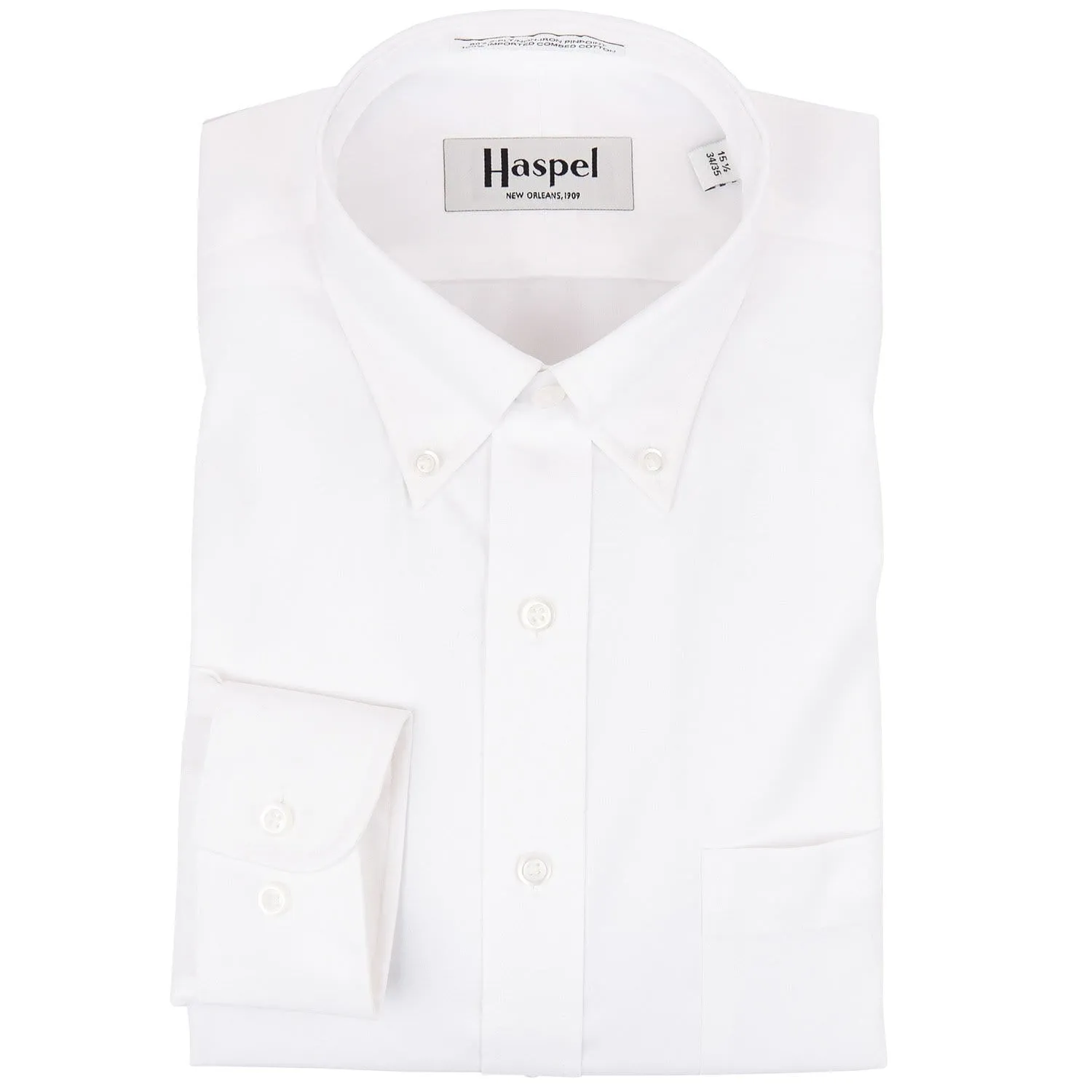Howard Solid White Pinpoint Oxford (Regular Fit) Dress Shirt - Button Down Collar