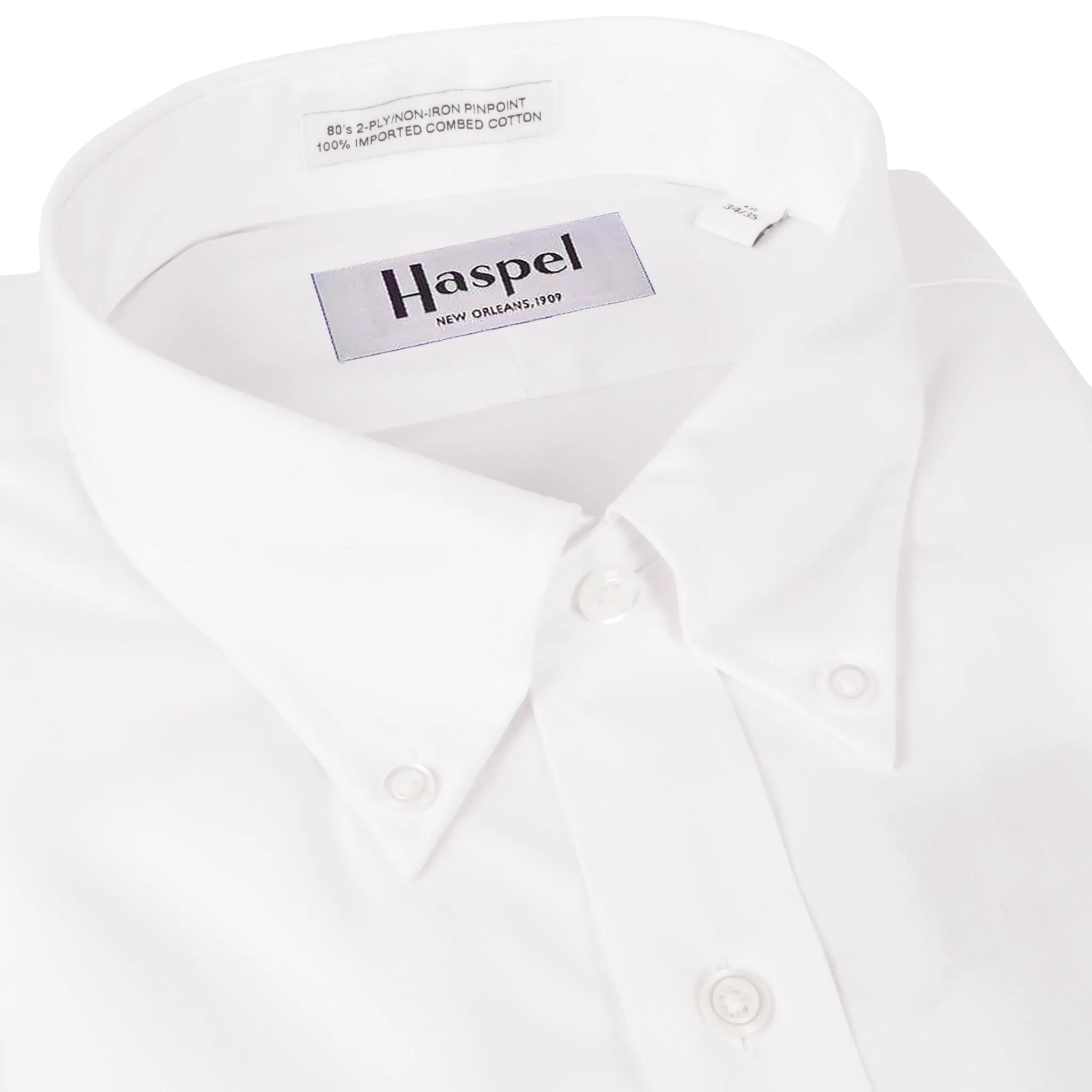 Howard Solid White Pinpoint Oxford (Regular Fit) Dress Shirt - Button Down Collar