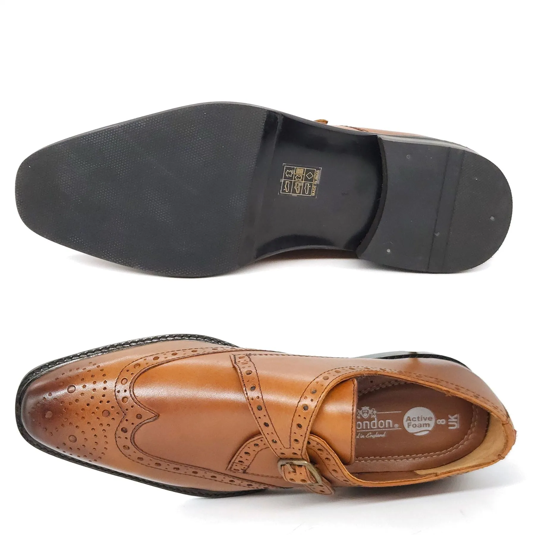 HX London Barnet Monk Strap Brogue Shoes