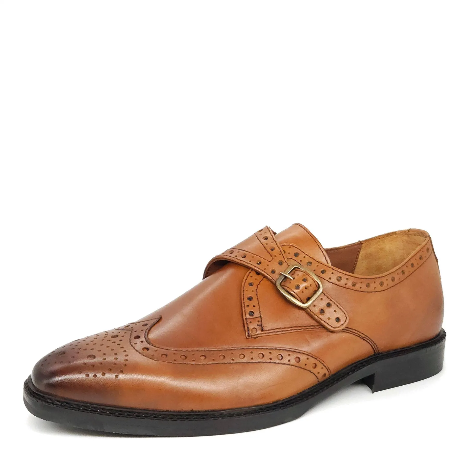 HX London Barnet Monk Strap Brogue Shoes