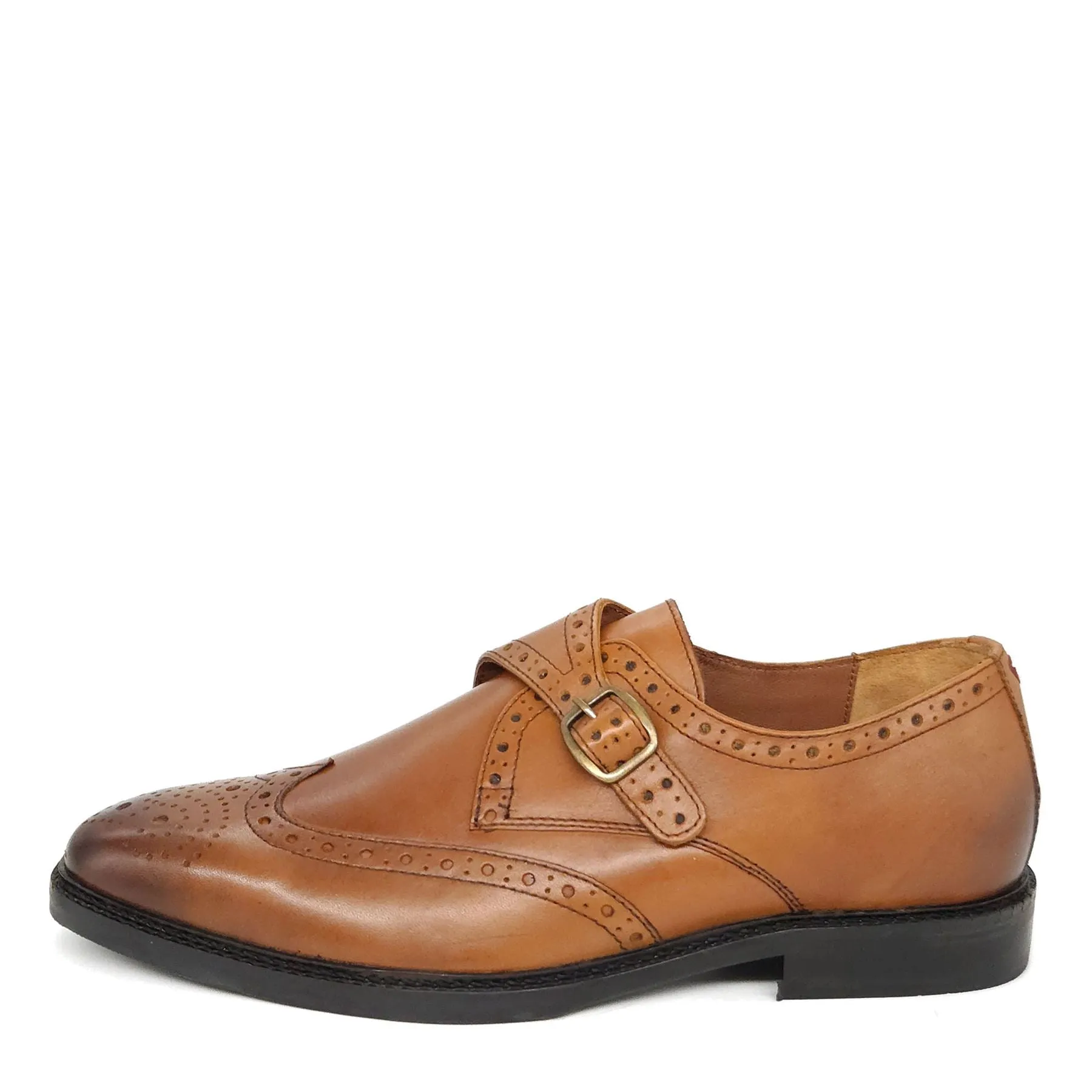 HX London Barnet Monk Strap Brogue Shoes